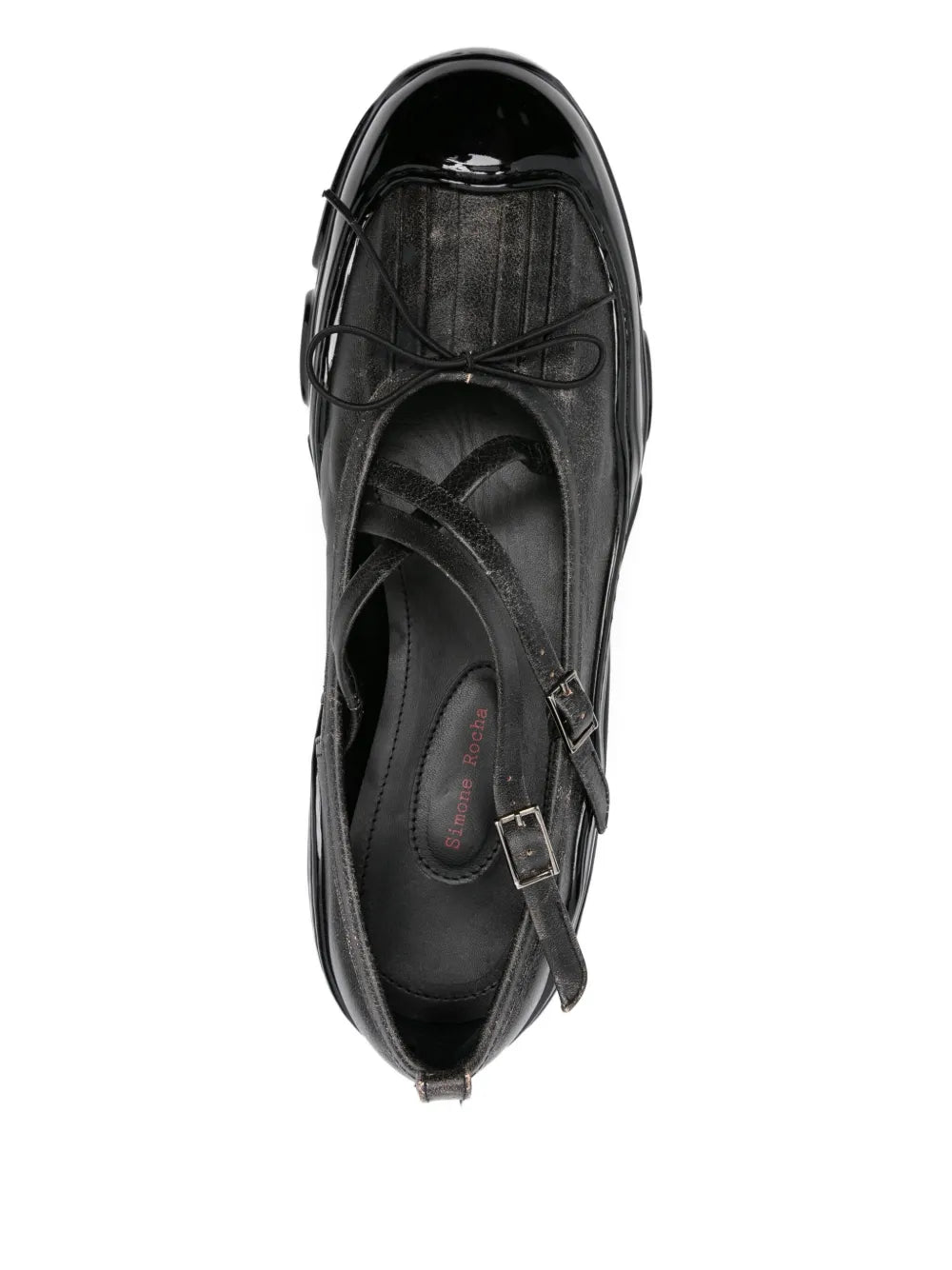 Simone Rocha Cross-Strap Patent-Toe Sneakers