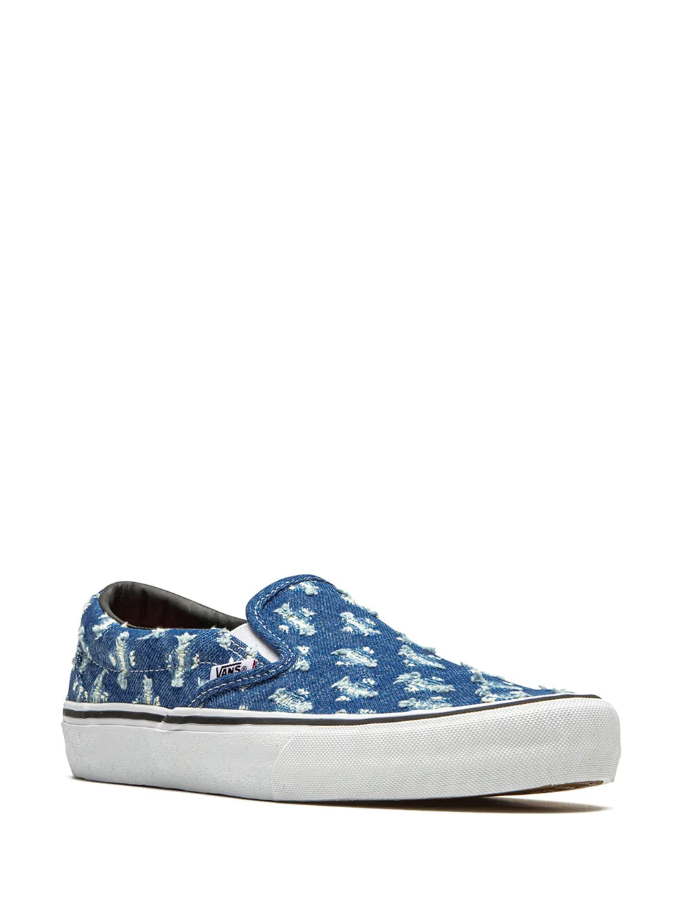 Vans X Supreme Slip-On Pro Blue Hole Punch Denim Sneakers
