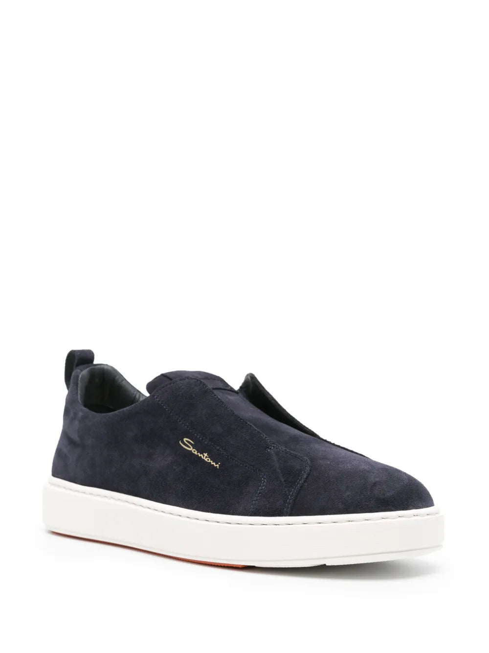 Santoni Logo-Lettering Suede Sneakers