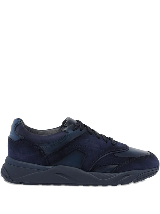 Santoni Suede Paneled Sneakers